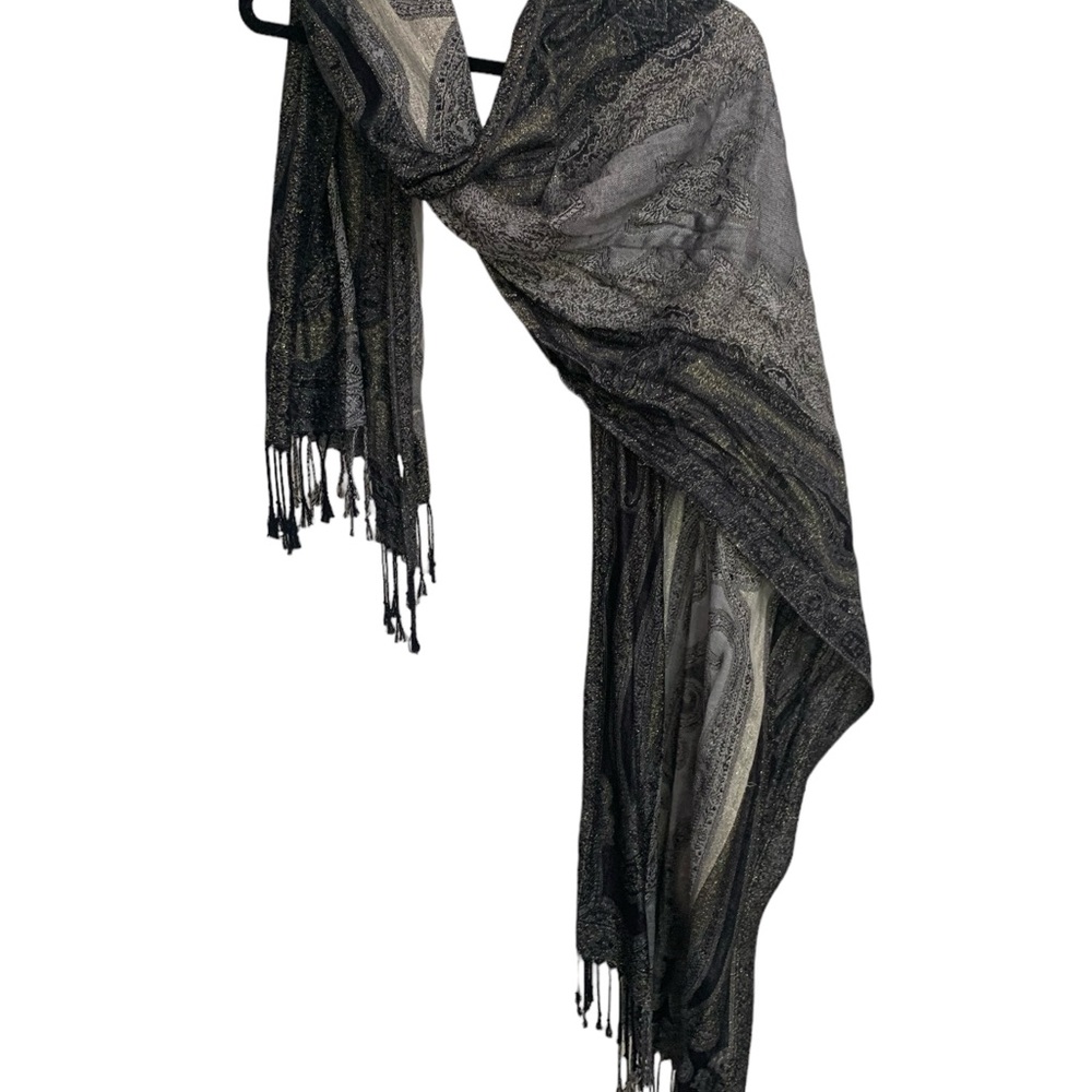 Elegant Black and Beige Scarf